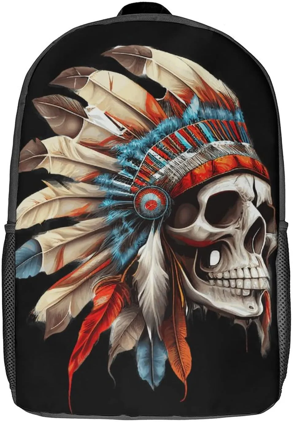 America Indian Skull Backpack with Adjustable Straps, Suitable for Travel Picnics Activities