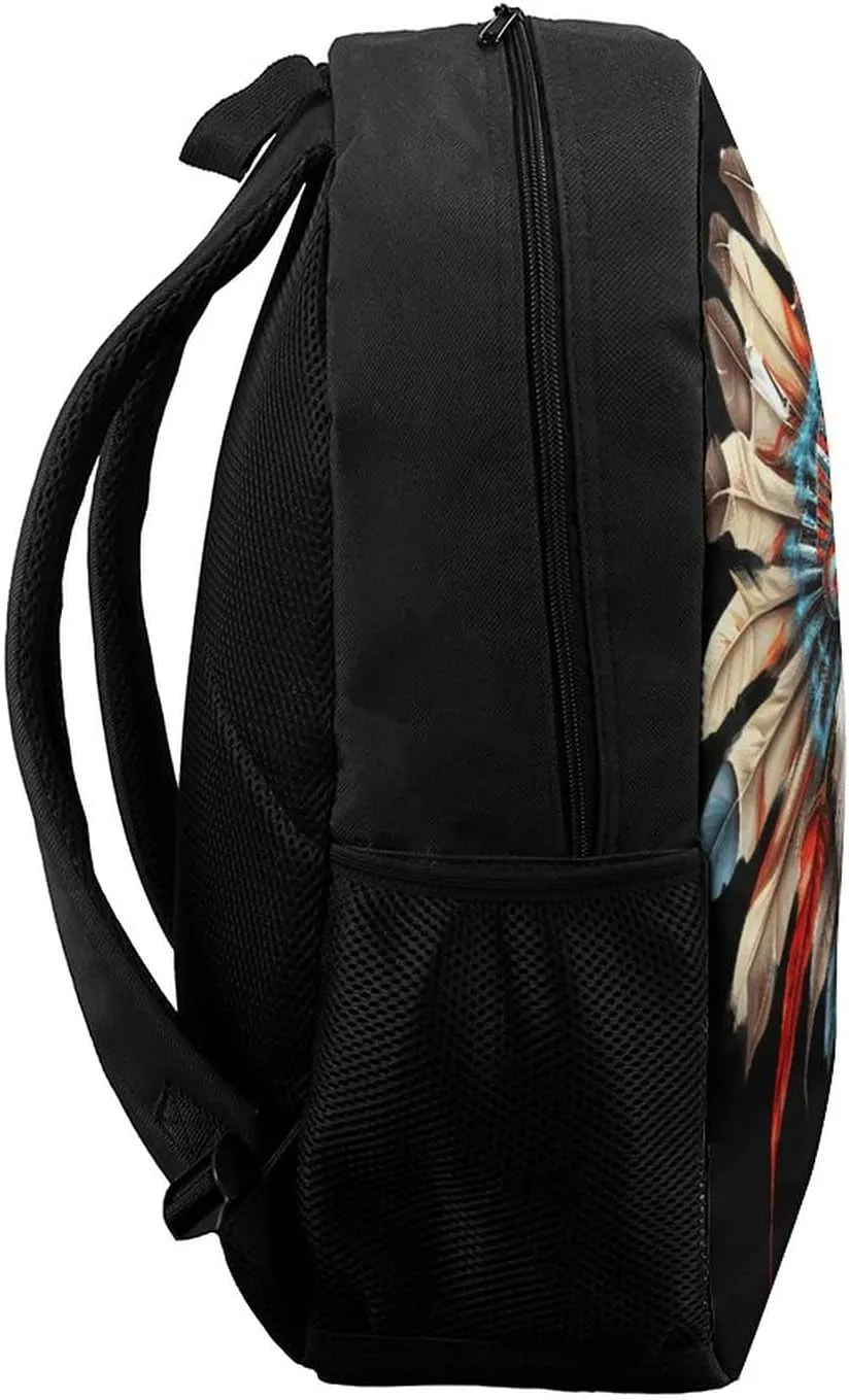America Indian Skull Backpack with Adjustable Straps, Suitable for Travel Picnics Activities