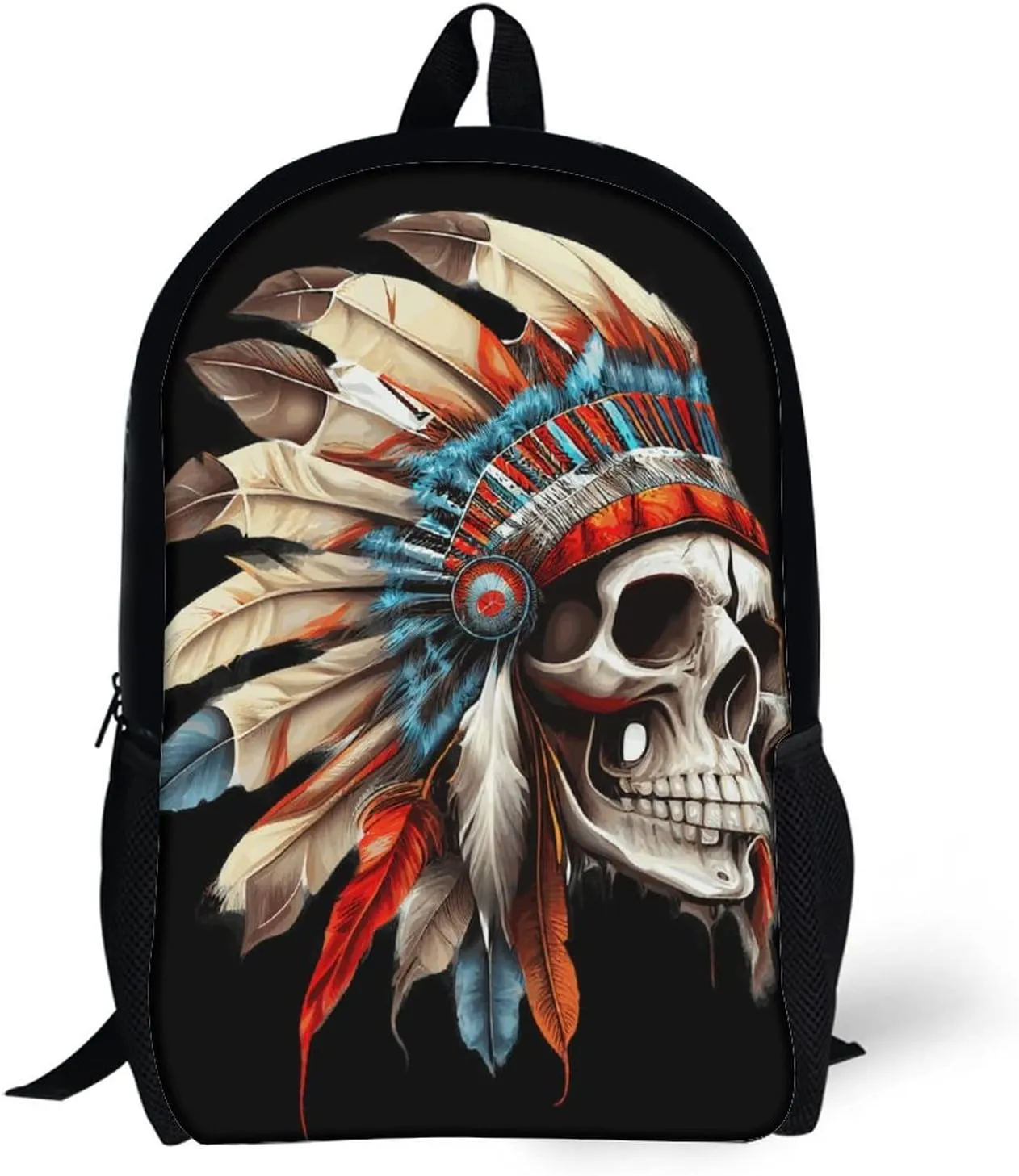 America Indian Skull Backpack with Adjustable Straps, Suitable for Travel Picnics Activities