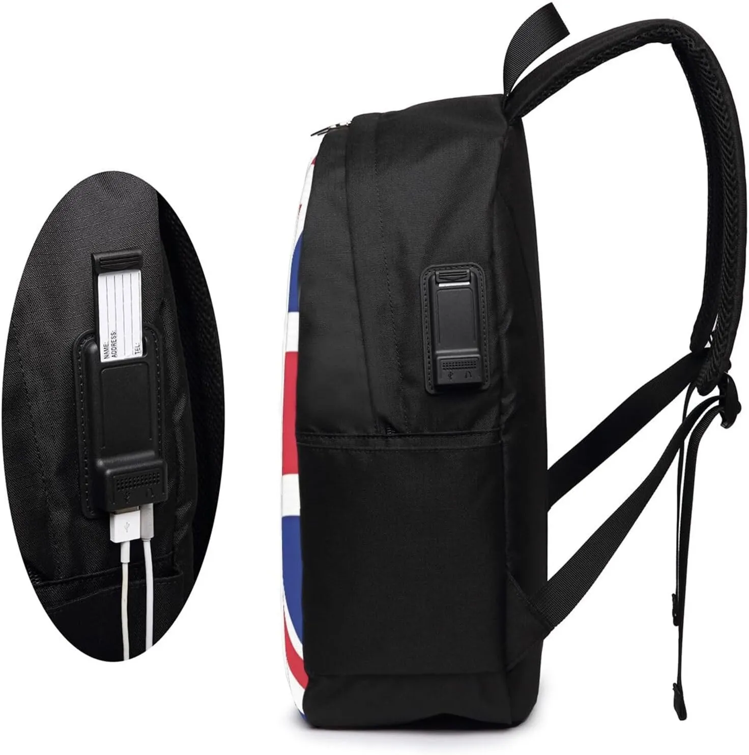 American British England UK English Flag Laptop Backpacks Travel Backpack Casual Business Daypack Sport Rucksack Computer Bag Fits up to 17 Inch Notebook with USB Port
