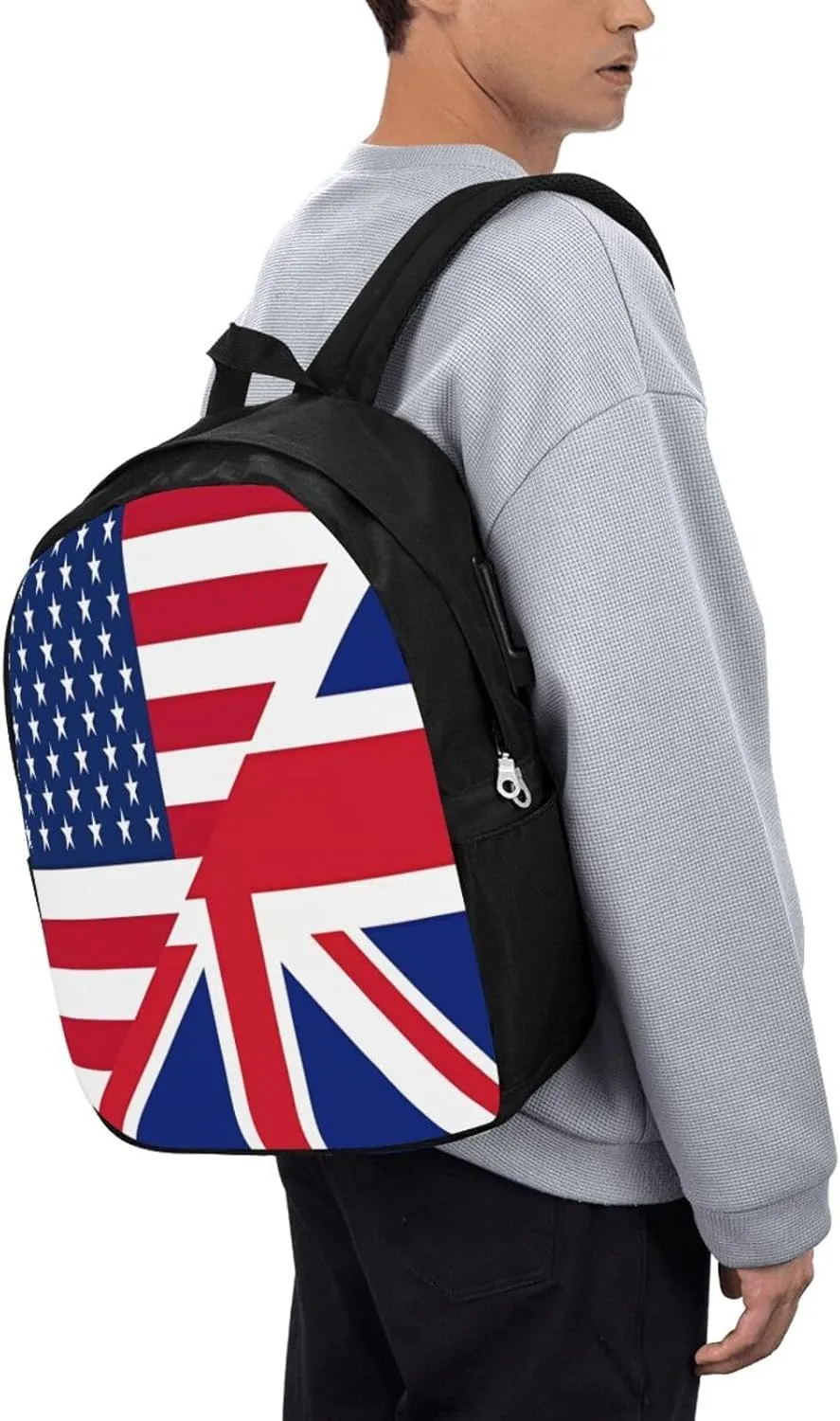 American British England UK English Flag Laptop Backpacks Travel Backpack Casual Business Daypack Sport Rucksack Computer Bag Fits up to 17 Inch Notebook with USB Port