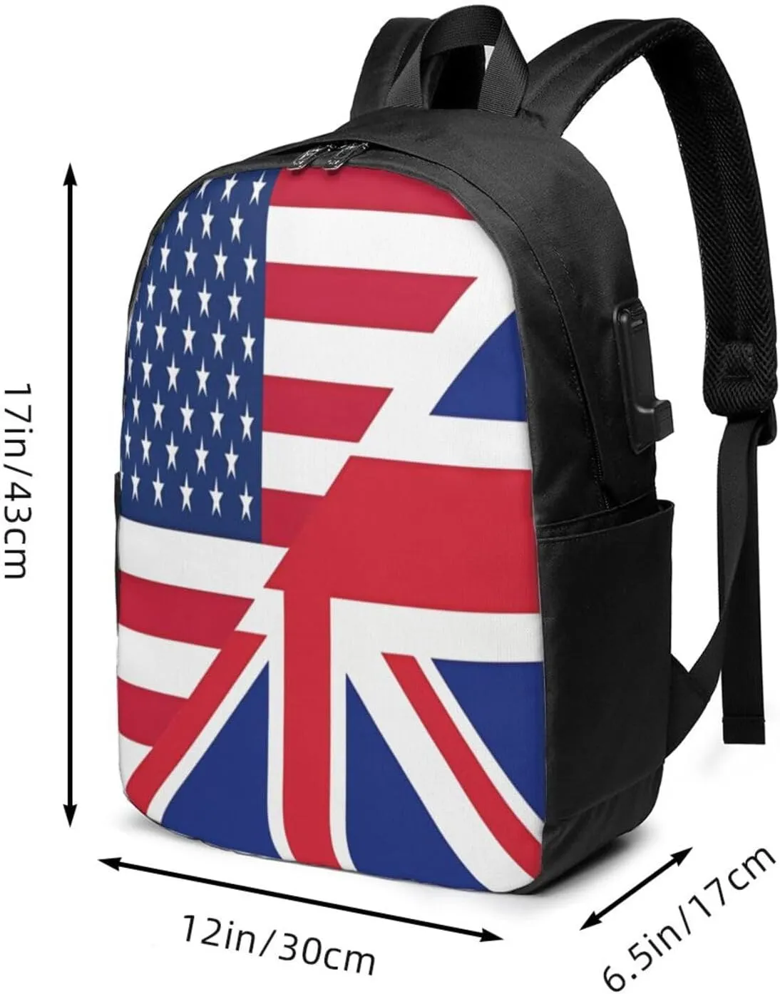 American British England UK English Flag Laptop Backpacks Travel Backpack Casual Business Daypack Sport Rucksack Computer Bag Fits up to 17 Inch Notebook with USB Port