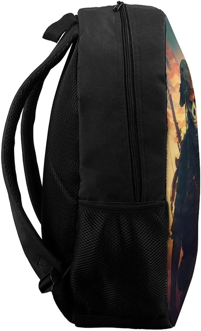 American Flag And Skull Soldier Backpack with Adjustable Straps, Suitable for Travel Picnics Activities