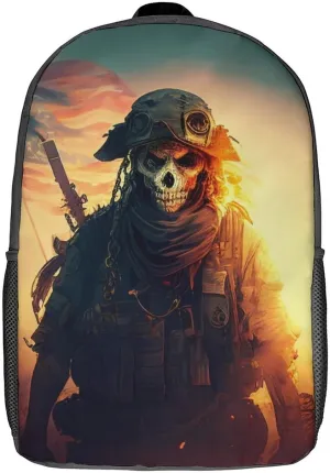 American Flag And Skull Soldier Backpack with Adjustable Straps, Suitable for Travel Picnics Activities