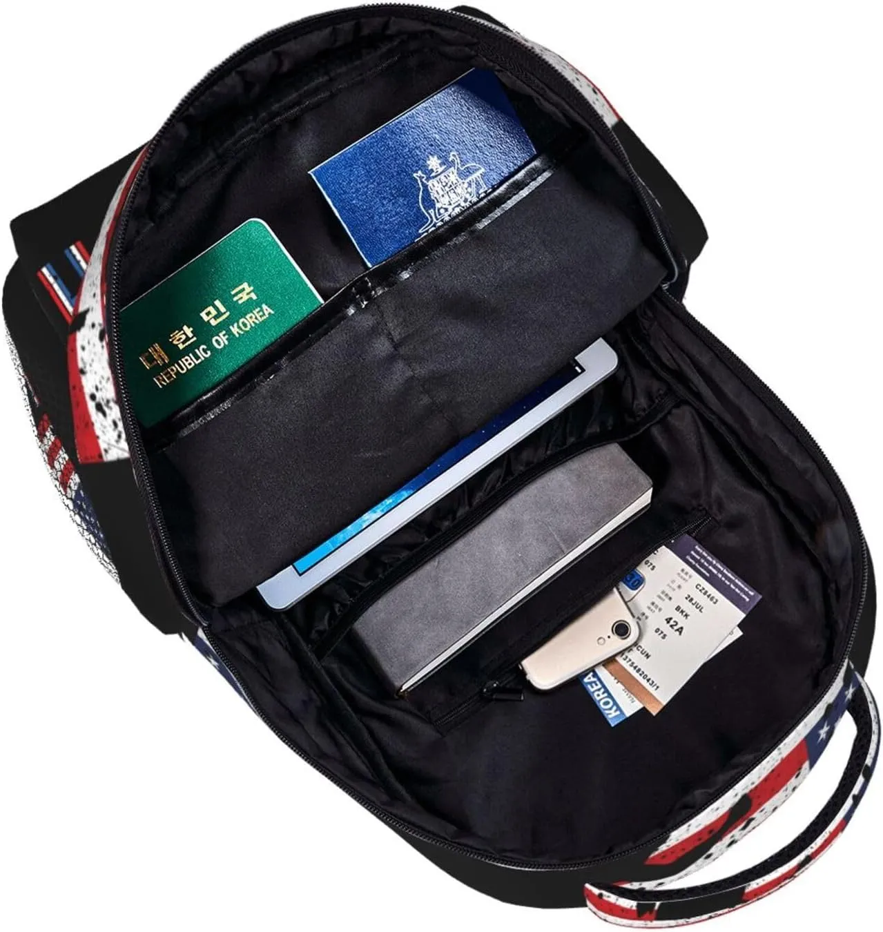 American Flag Track Team Backpack Casual Pack Bag Laptop Backpack With Side Pocket Front Zipper Pocket Bookpack Travel Daypack Picnic Rucksack