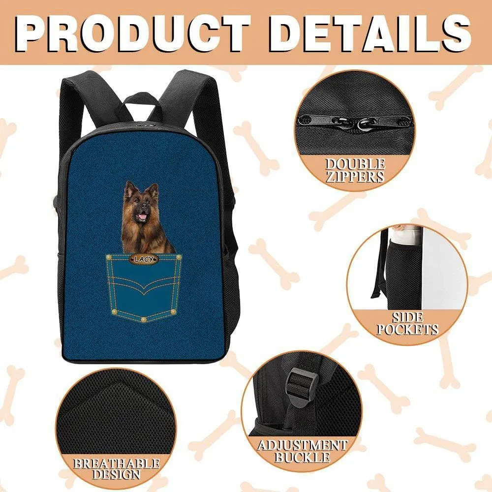 American Shorthair Cat Backpack Bookbag Custom Blue Jeans Print Daypack Laptop Bag for Work Travel Hiking 17 Inch Lightweight Style 2