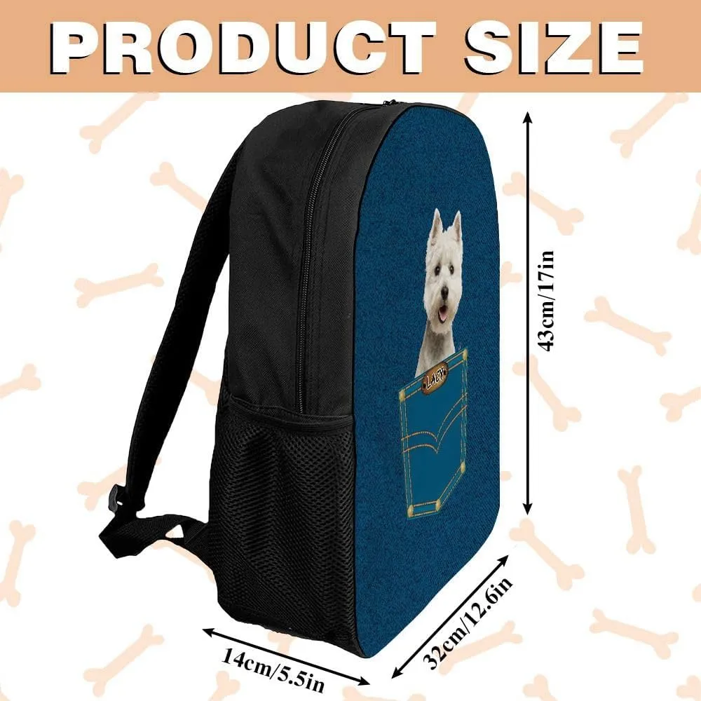 American Shorthair Cat Backpack Bookbag Custom Blue Jeans Print Daypack Laptop Bag for Work Travel Hiking 17 Inch Lightweight Style 2