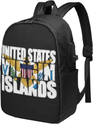 American Virgin Islands Flag Eagle Laptop Backpacks Travel Backpack Casual Business Daypack Sport Rucksack Computer Bag Fits up to 17 Inch Notebook with USB Port