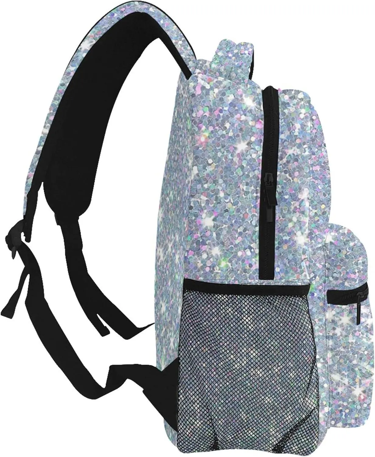 AMRANDOM Backpack for Women Men Laptop Bookbag College Backpack Bling Diamond Style Sliver Pattern Daypack for Business Travel