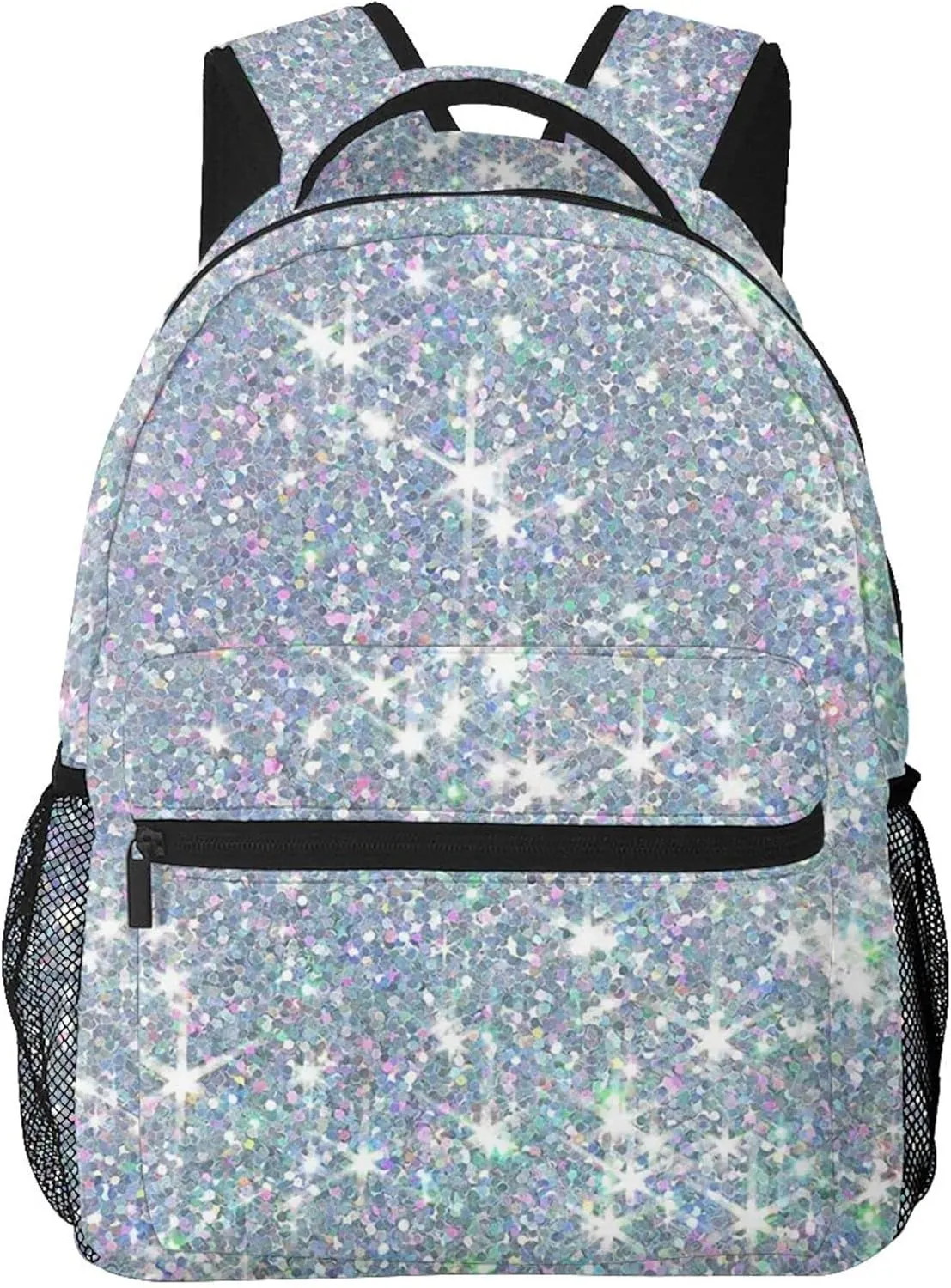 AMRANDOM Backpack for Women Men Laptop Bookbag College Backpack Bling Diamond Style Sliver Pattern Daypack for Business Travel