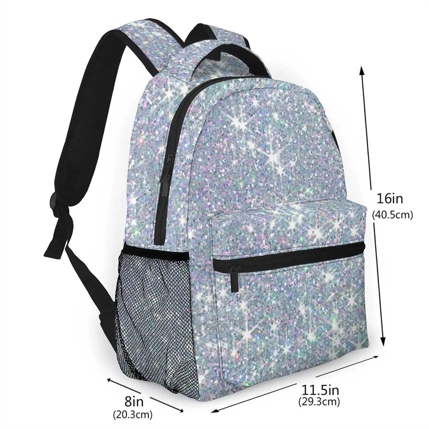 AMRANDOM Backpack for Women Men Laptop Bookbag College Backpack Bling Diamond Style Sliver Pattern Daypack for Business Travel