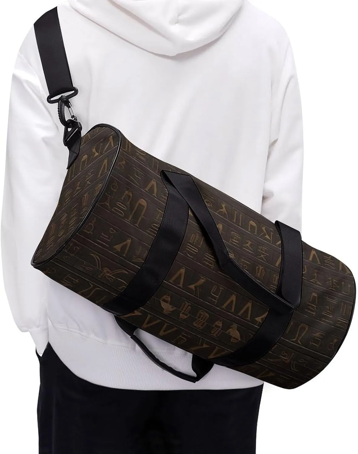 Ancient Egyptian Hieroglyph Gym Bag Small Travel Duffle Bag with Compartment Carry On Weekender Bag for Women Men