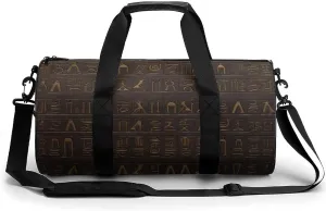 Ancient Egyptian Hieroglyph Gym Bag Small Travel Duffle Bag with Compartment Carry On Weekender Bag for Women Men