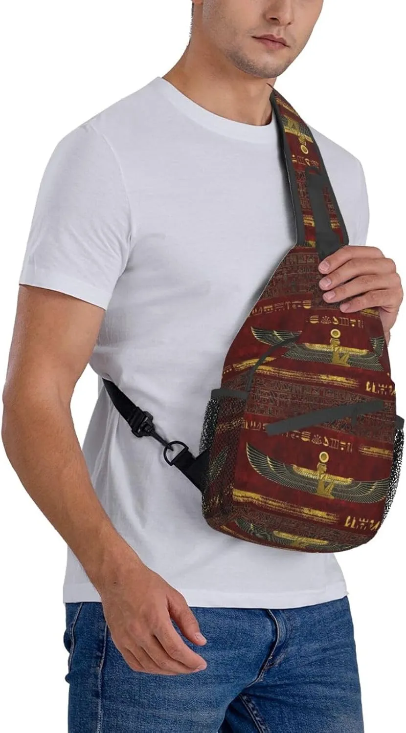 Ancient Egyptian Shoulder Bag Egypt Sling Backpack Daypack Casual Backpack Hiking Bag Hieroglyph Backpack Bag