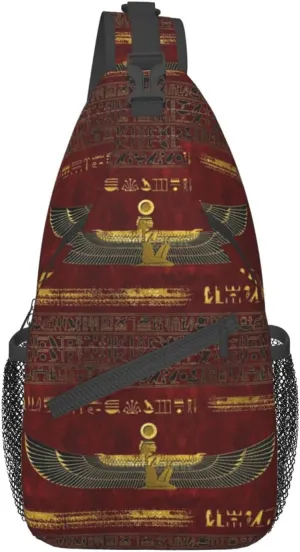 Ancient Egyptian Shoulder Bag Egypt Sling Backpack Daypack Casual Backpack Hiking Bag Hieroglyph Backpack Bag