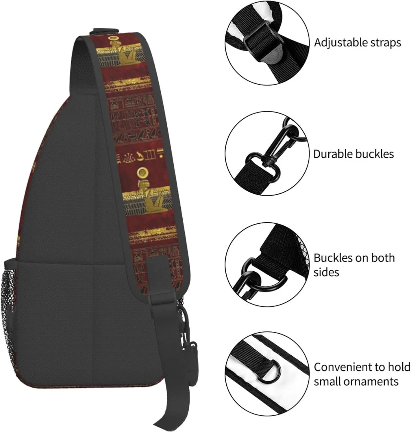 Ancient Egyptian Shoulder Bag Egypt Sling Backpack Daypack Casual Backpack Hiking Bag Hieroglyph Backpack Bag