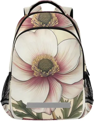 Anemone Flower Backpack for Boys Girls Kids Elementary Bookbag School Bag Students Daypack Travel Rucksack