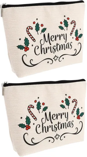 Angoily 2pcs Christmas Cosmetic Bag for Stocking Stuffers Makeup Bag Makeup Pouches Birthday Present, As Shown, 25x20.5cm
