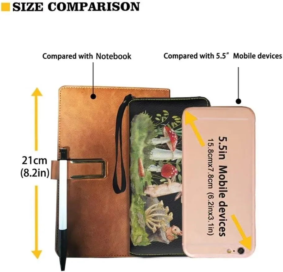 Animals Mushroom Printed Women Wristlet Wallet Zip Around Large Capacity Long Clutch Travel Shopping Casual Coin Purse