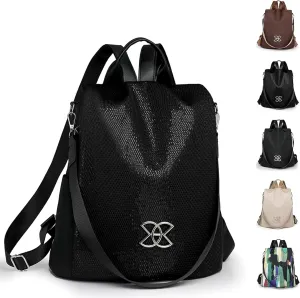 Anti-Theft Large Capacity Backpack - Large Capacity Secure Anti Theft Backpack, Leisure Shoulder Bag for Women (Flash Black)