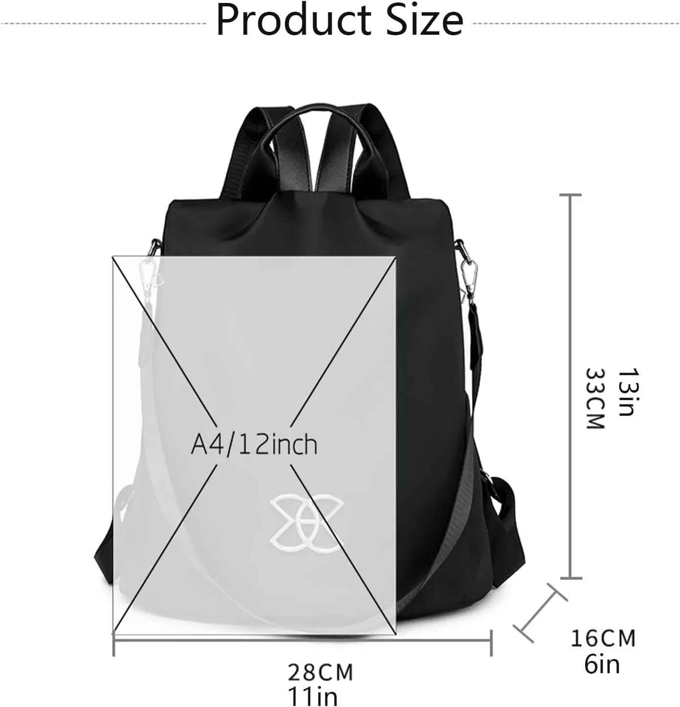 Anti-Theft Large Capacity Backpack - Large Capacity Secure Anti Theft Backpack, Leisure Shoulder Bag for Women (Flash Black)