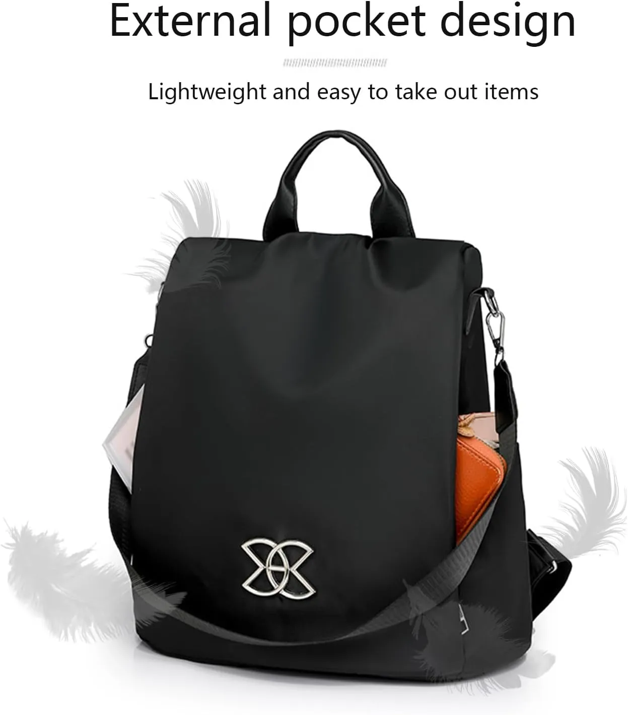 Anti-Theft Large Capacity Backpack, Shoulder Bag for Women, Crossbody Lightweight Lavazza Backpack Bishe Bag (Off-White)