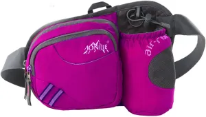 AONIJIE Waist Bag with Water Bottle Holder, Multifunctional Running Waist Bag for Cycling and Running Sports (rose red,One Size)