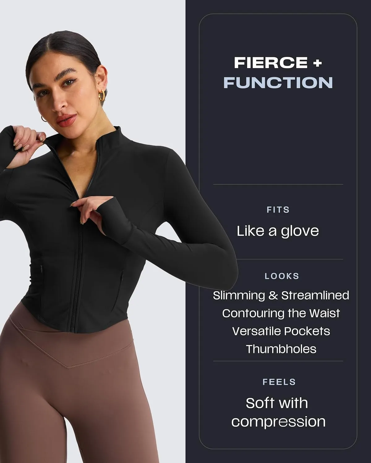 Aoxjox Women's Full Zippered Geo Zip Jacket Workout Running Long Sleeve Thumbhole with Pockets Cardigan