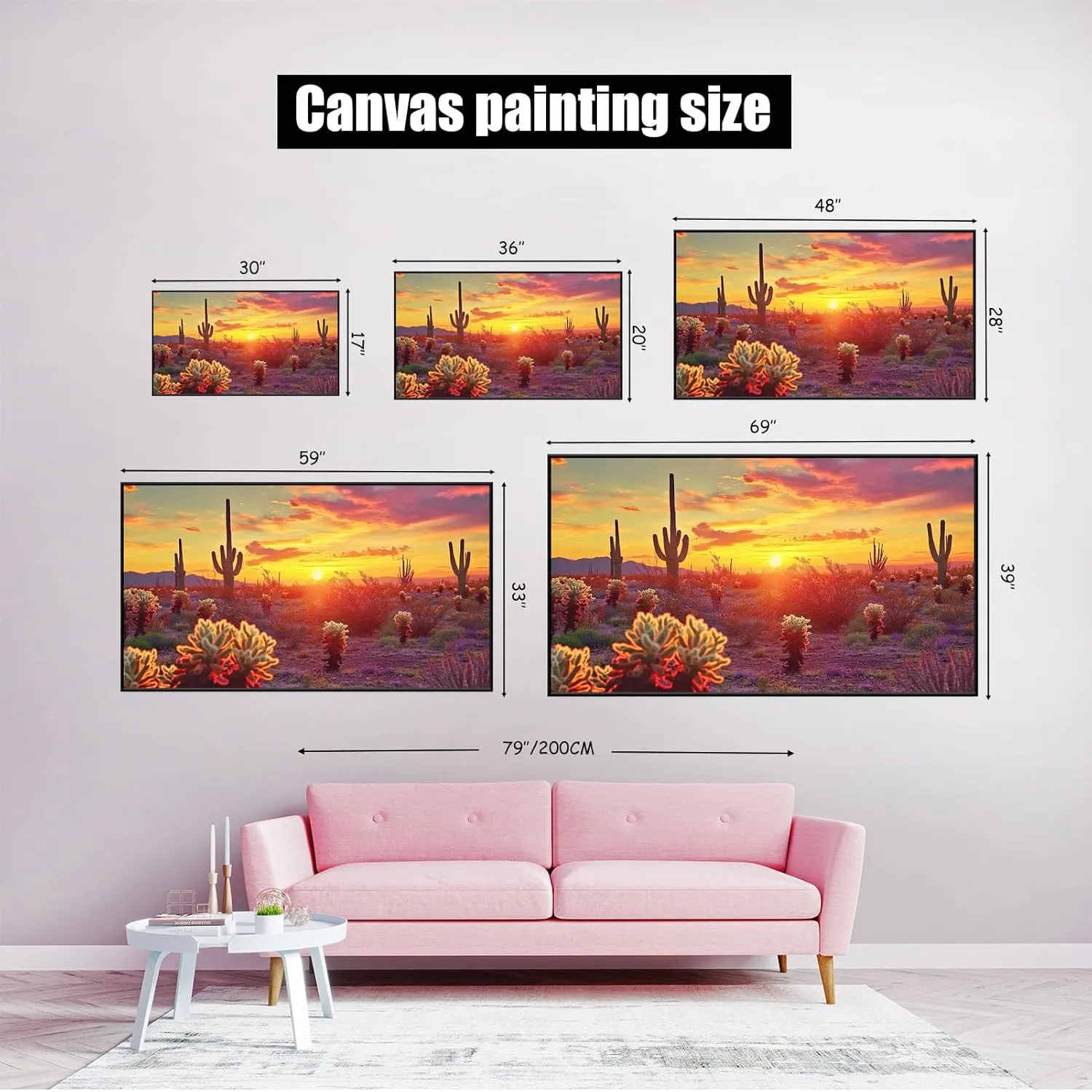 Arizona Desert Sunrise Canvas Wall Art, Arizona Desert Canvas Wall Art, Arizona Canvas Wall Art, Southwestern Wall Art, Landscape Canvas Wall Art, Wall Pictures for Living Room (Black Framed, 36"x20"|92x52cm)