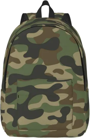 Army Camouflage Backpack 17.7 Inch Laptop Backpack Travel Hiking Daypack Military Camo Multipurpose Book Bag For Men Women Teens Boys Girls