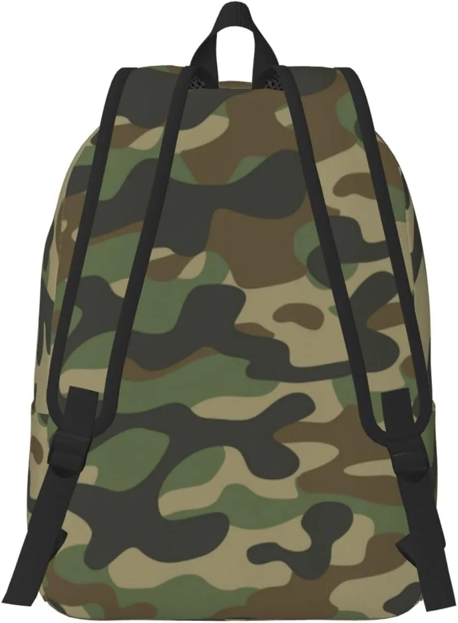 Army Camouflage Backpack 17.7 Inch Laptop Backpack Travel Hiking Daypack Military Camo Multipurpose Book Bag For Men Women Teens Boys Girls