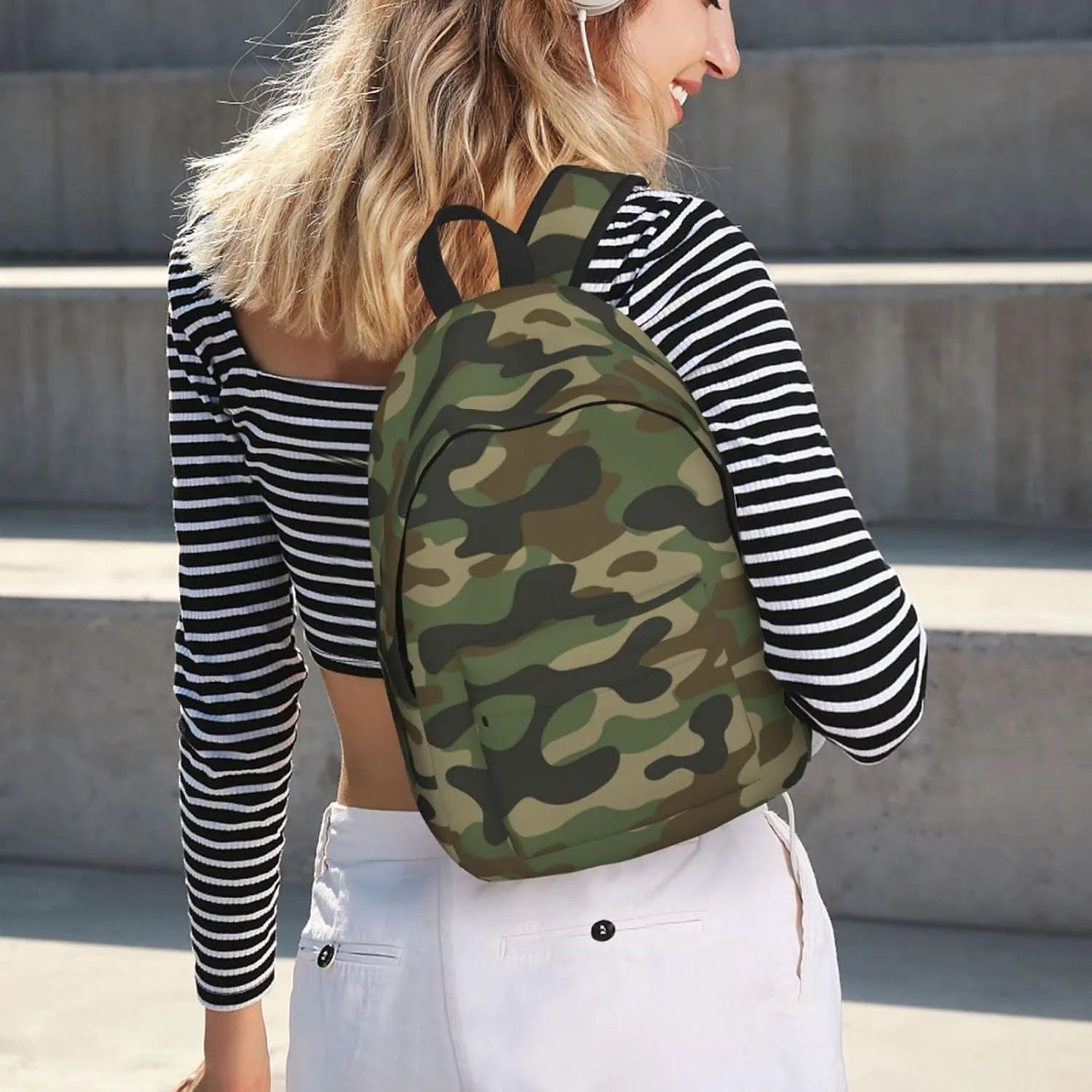 Army Camouflage Backpack 17.7 Inch Laptop Backpack Travel Hiking Daypack Military Camo Multipurpose Book Bag For Men Women Teens Boys Girls