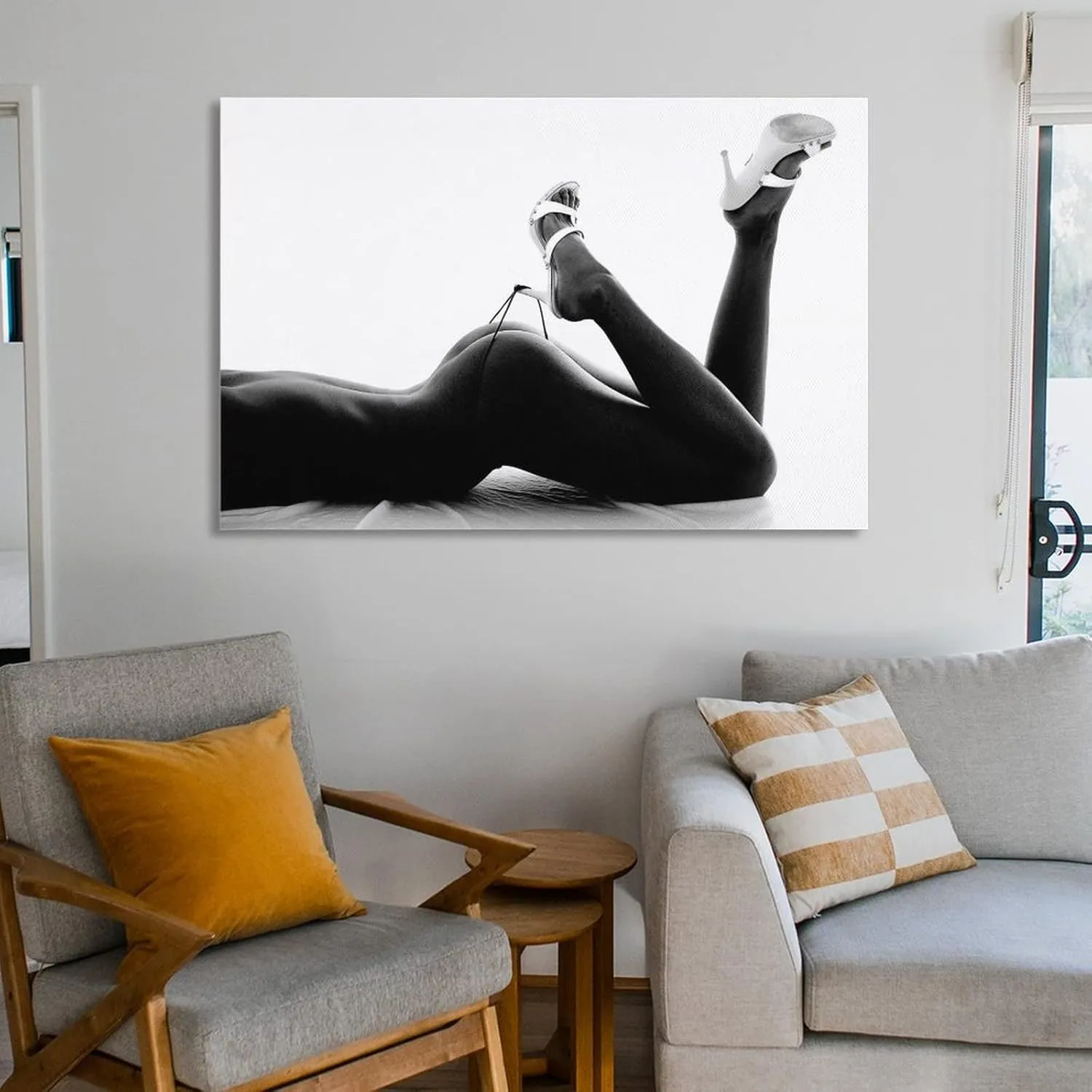 Art Poster Women's High Heels Art Black and White Canvas Painting Wall Art Paintings Canvas Wall Decor Home Decor Living Room Decor Aesthetic 12x18inch(30x45cm) Frame-Style