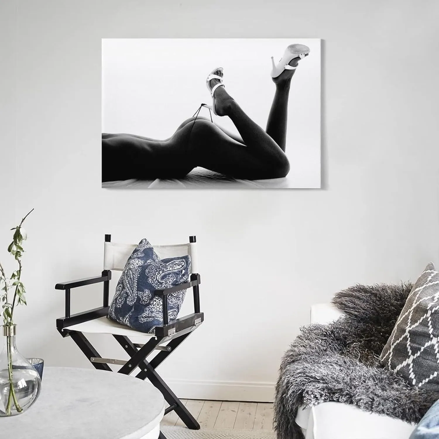 Art Poster Women's High Heels Art Black and White Canvas Painting Wall Art Paintings Canvas Wall Decor Home Decor Living Room Decor Aesthetic 12x18inch(30x45cm) Frame-Style