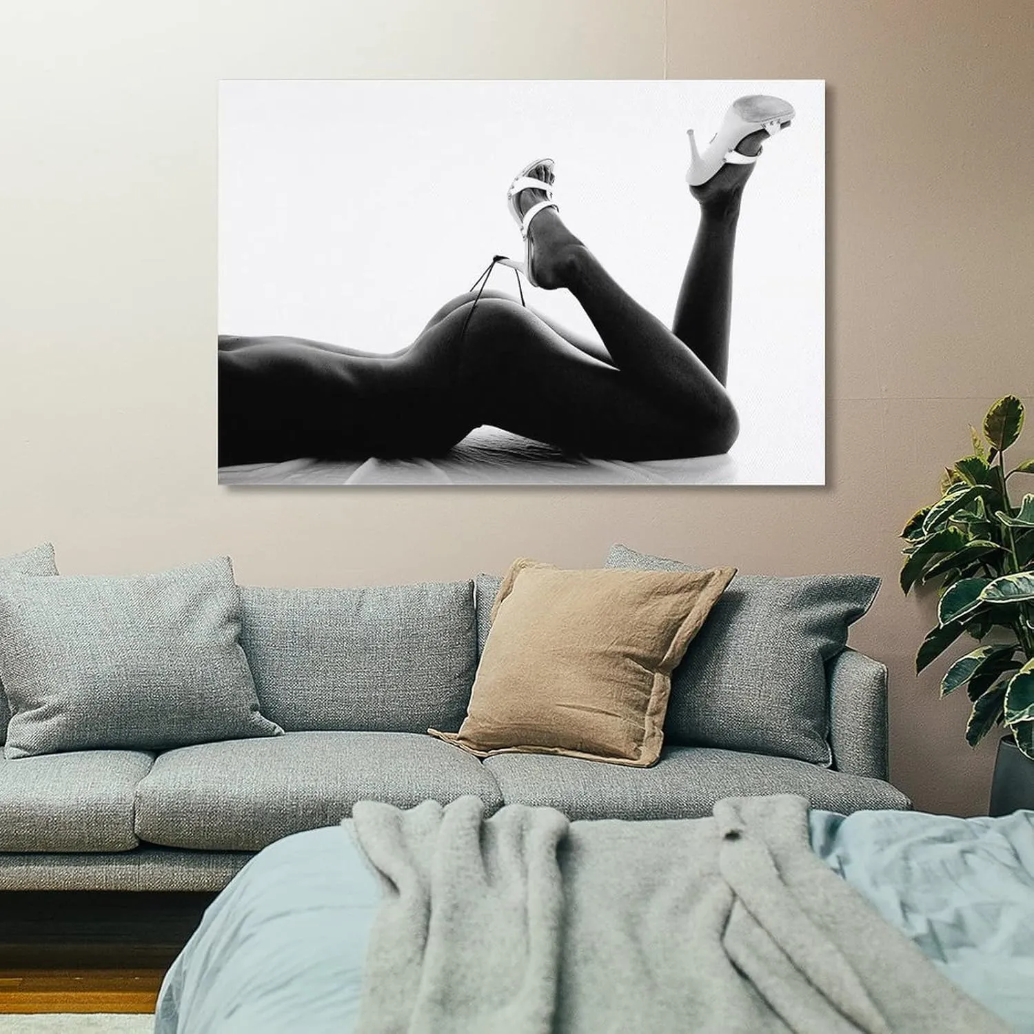 Art Poster Women's High Heels Art Black and White Canvas Painting Wall Art Paintings Canvas Wall Decor Home Decor Living Room Decor Aesthetic 12x18inch(30x45cm) Frame-Style