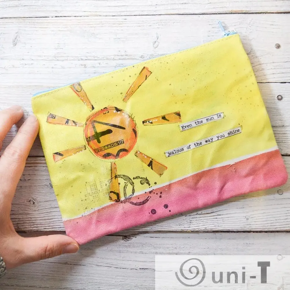 Art Pouches, Hand Painted Mixed Media Zipper Pouch