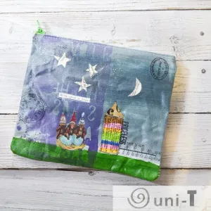 Art Pouches, Hand Painted Mixed Media Zipper Pouch