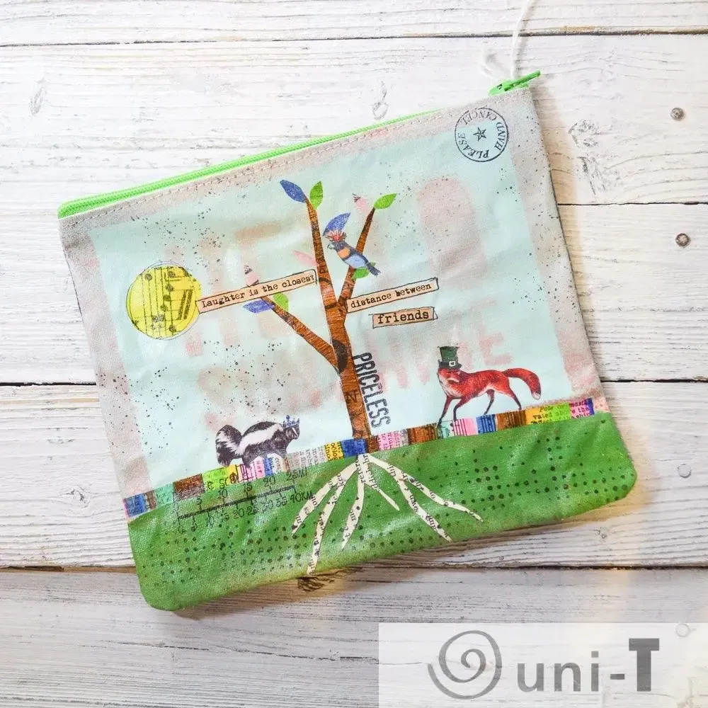 Art Pouches, Hand Painted Mixed Media Zipper Pouch