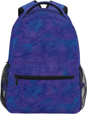 Art Purple Lines water backpack for kids with big books bag for 6th grade school boys girls mochilas para ni?as de 12 a?os