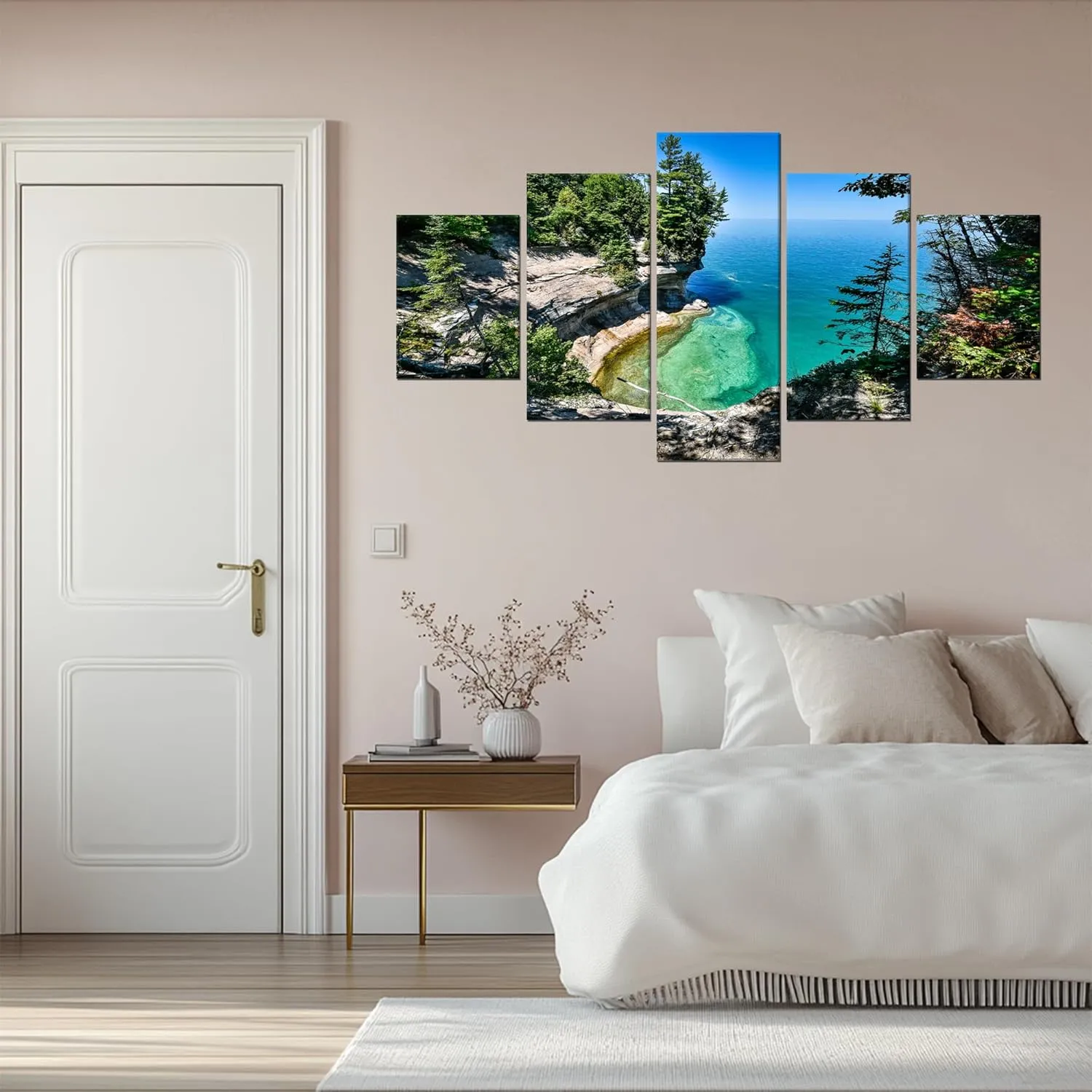 Artbrush Tower Lake Michigan Wall Art Lake Superior Canvas Print 60''Wx32''H Modern Art Print Framed Home Living Room Bedroom Decor