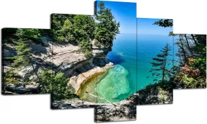 Artbrush Tower Lake Michigan Wall Art Lake Superior Canvas Print 60''Wx32''H Modern Art Print Framed Home Living Room Bedroom Decor