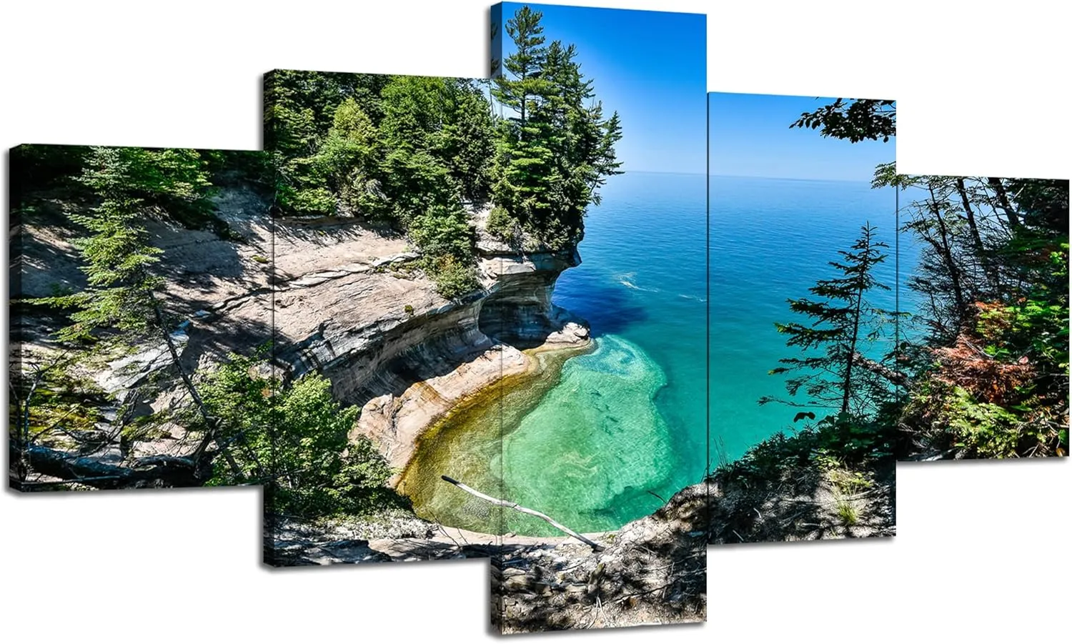 Artbrush Tower Lake Michigan Wall Art Lake Superior Canvas Print 60''Wx32''H Modern Art Print Framed Home Living Room Bedroom Decor