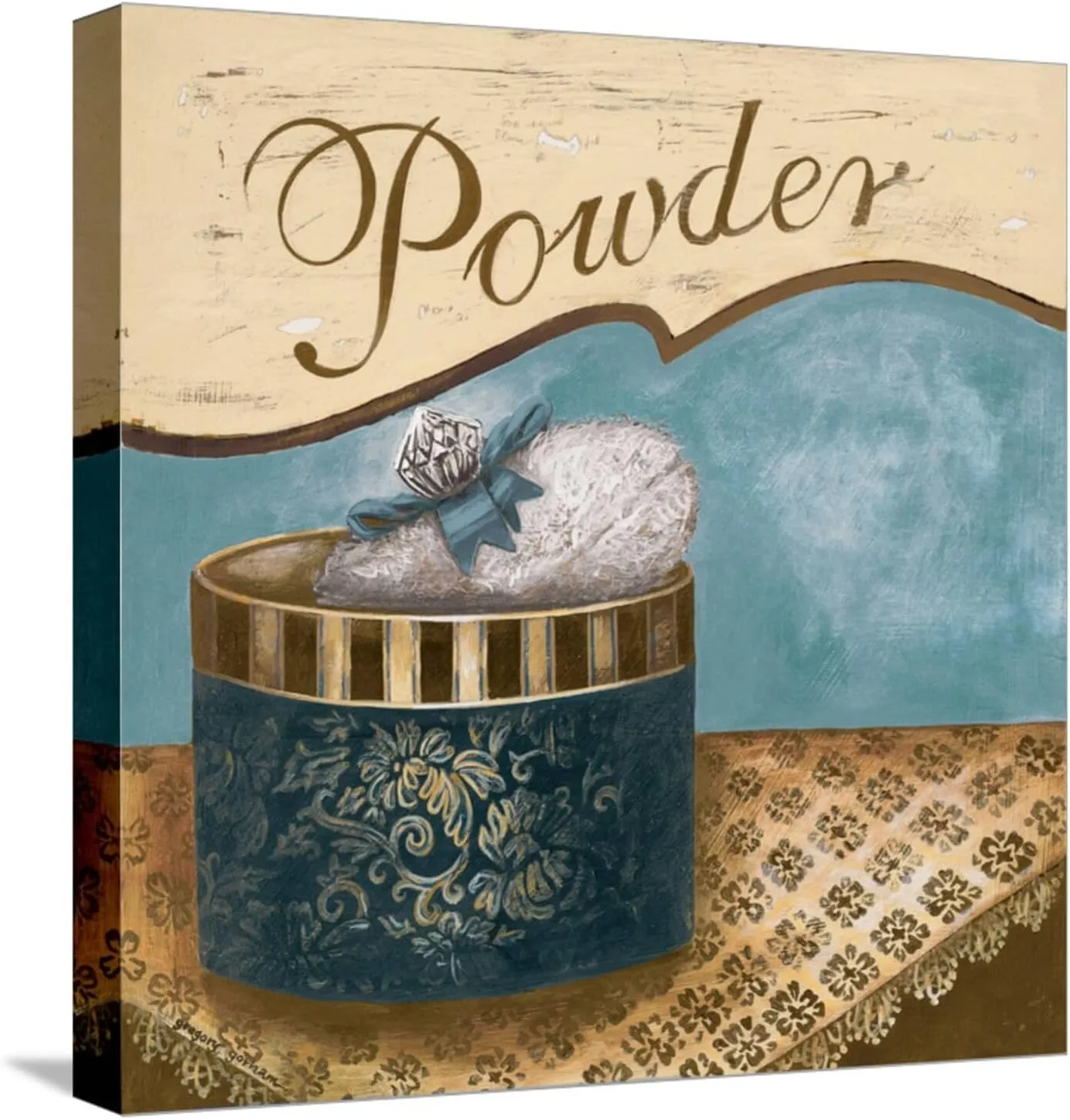 ART.COM Stretched Canvas Print Bath Accessories I - Blue Powder by Gregory Gorham, 16" x 16"