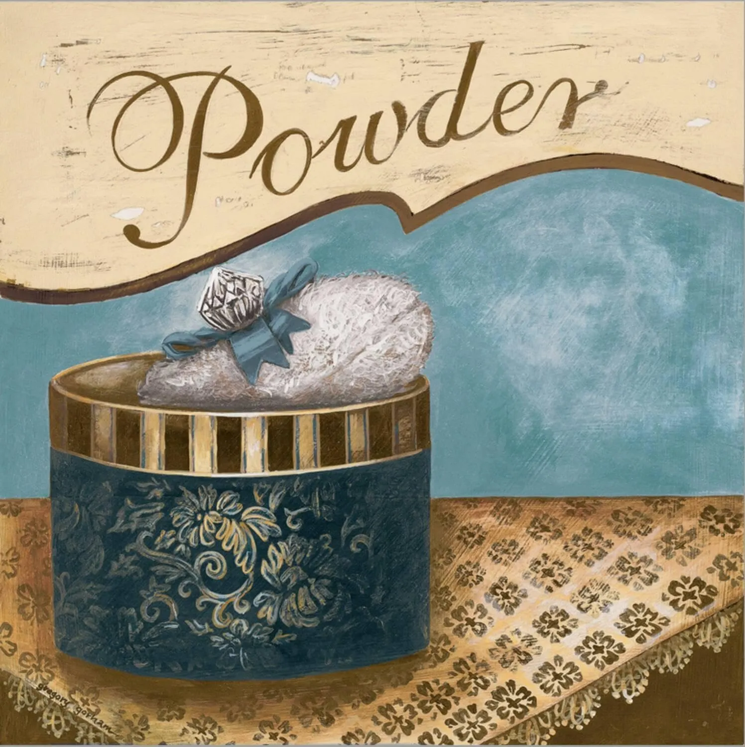 ART.COM Stretched Canvas Print Bath Accessories I - Blue Powder by Gregory Gorham, 16" x 16"