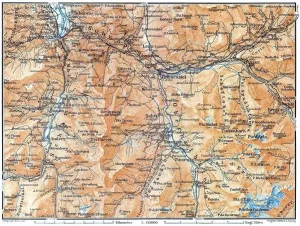 ArtDirect Baedeker 24x19 Gallery Wrapped Canvas Museum Art Titled: Salux Region Switzerland - Baedeker 1921