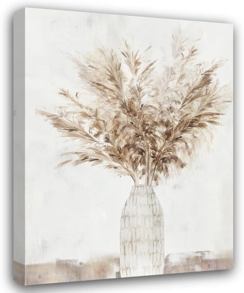 ArtDirect Pampas Vase I 15x18 Gallery Wrapped Canvas Museum Art by Isabelle Z