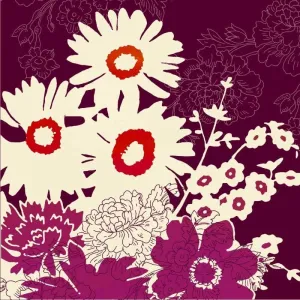 ArtDirect Silhouetted Florals Purple 15x15 Gallery Wrapped Canvas Museum Art by Z Studio