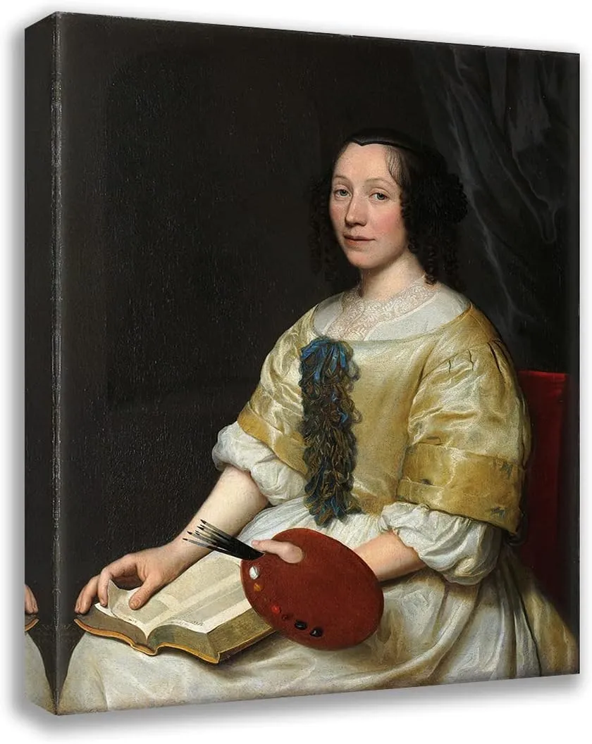 ArtDirect Wallerant Vaillant 15x18 Gallery Wrapped Canvas Museum Art Print Titled: Maria Van Oosterwijck. Flower Painter (1671)