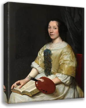 ArtDirect Wallerant Vaillant 15x18 Gallery Wrapped Canvas Museum Art Print Titled: Maria Van Oosterwijck. Flower Painter (1671)