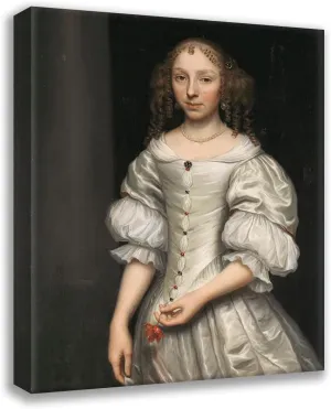 ArtDirect Wallerant Vaillant 15x18 Gallery Wrapped Canvas Museum Art Print Titled: Portrait of a Woman (1660-1677)